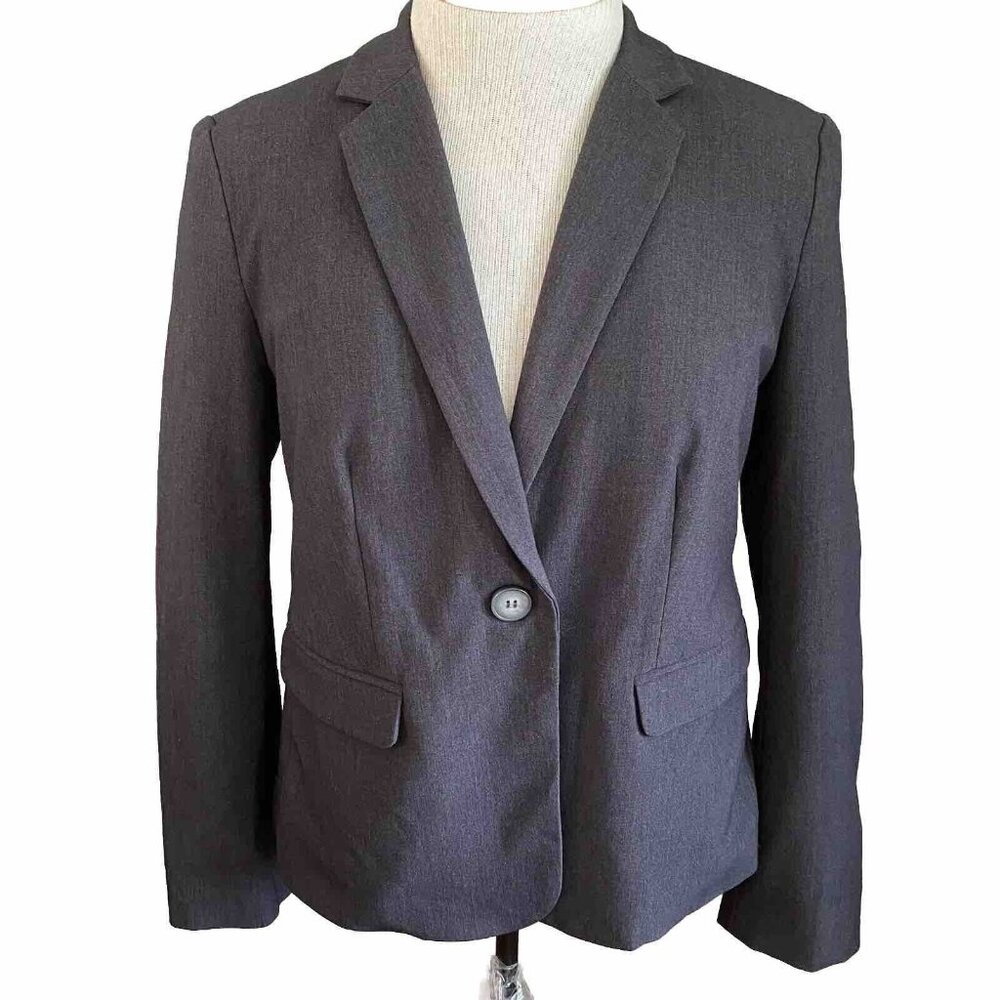 Liz Claiborne Blazer Women's Size 4P  Charcoal Black Padded Shoulders Lined‎